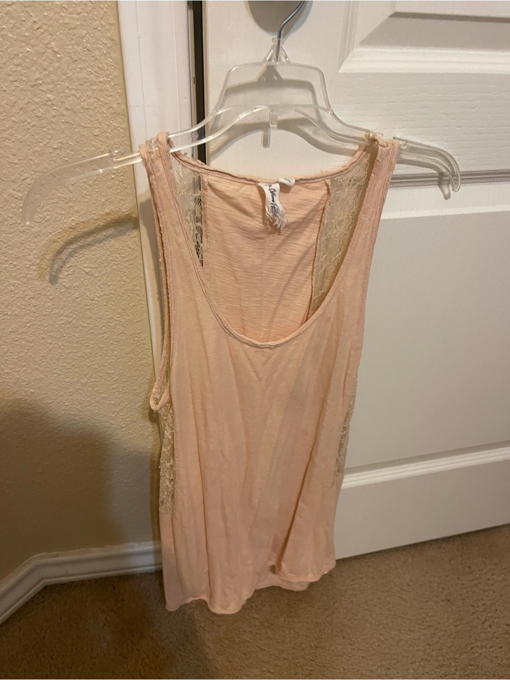 Light Pink Lace-Back Women's Tank Top